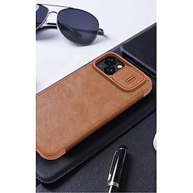 Bao da dành cho iPhone 14 Plus hàng chính hãng Nillkin QIN có nắp trượt bảo vệ camera - Hàng nhập khẩu