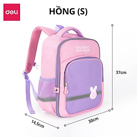 Balo Chống Gù Có Nắp Cho Bé Trai Bé Gái Deli Cặp Sách Học Sinh Vải Oxford Siêu Nhẹ Chống Nước Bụi