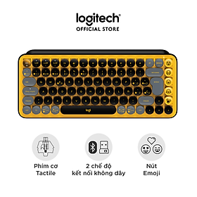 Bàn phím cơ không dây bluetooth | USB Logitech POP KEYS - với 8 phím emoji có thể điều chỉnh, switch tactile, kết nối 3 thiết bị - Hàng chính hãng - Blast (Màu Vàng/Đen)