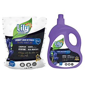 Combo Can Nước Giặt Xả Lily Asia 4 Kg + Túi Nước Giặt Xả Lily Asia 2,7 Kg - Hương Nước Hoa ( Seahorse)