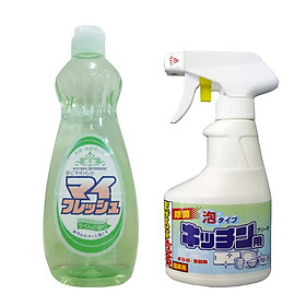 Combo Chai xịt rửa đồ dùng nhà bếp dạng bọt Rocket 300ml + Nước rửa chén