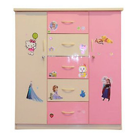 Tủ nhựa Đài Loan 2 cánh 5 ngăn T318 phối màu Hồng trắng