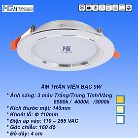 Đèn led âm trần viền vàng 9w 2 màu 3 chế độ (trắng –vàng ấm – vàng nắng)