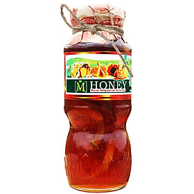 QUÀ TẾT 2020: Mật ong chanh đào - Trị ho, giảm cân, đẹp da - 200ml, chai thủy tinh cao cấp sang trọng