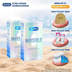 COMBO 2 HỘP BAO CAO SU DUREX INVISIBLE EXTRA THIN EXTRA SENSITIVE 10S (10 bao/hộp)