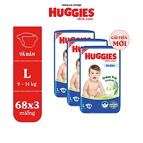 Combo 3 Tã/bỉm dán Huggies Skincare Super Jumbo M76+3/L68/XL60/XXL54