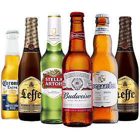 Lốc 6 chai bia Beers of the world (Leffe, Hoegaarden, Corona, Budweiser, Stella Artois)