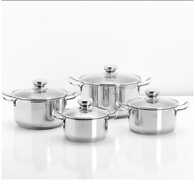 Mua Bộ nồi inox 430 cao cấp Fivestar Standard 3 đáy FB4-430  dùng được bếp từ  gồm 4 nồi nắp kính hoặc inox