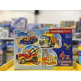 Xếp hình puzzle các phương tiện công trường 4 bộ 8/12/15/20 mảnh CASTORLAND B-043040