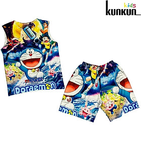 Đồ bộ ba lỗ 3D Hình Doremon Xanh Đậm cho bé trai 10-40kg - 15