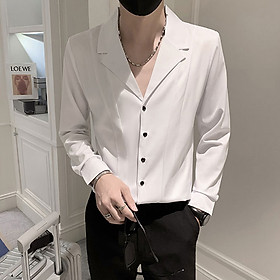 Áo sơ mi, áo sơ mi nam cổ trễ vest đẳng cấp, tạo điểm nhấn cuốn hút, hàng thiết kế cao cấp N34