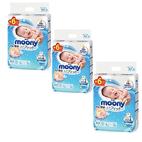 Combo 3 gói Tã Dán Sơ Sinh Cao Cấp Moony Nhật Bản NB90 (90 Miếng) - Tặng 18 miếng trong gói
