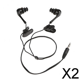 2x3.5mm Sport Underwater Audio Waterproof Earphone Headphones for iPod Black
