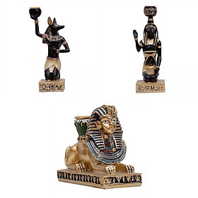 3Pcs Ancient Egypt Candle Holder Candlestick Statue Coffee Table Ornament