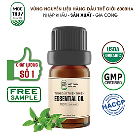 Tinh Dầu Húng Quế Nguyên Chất Hữu Cơ MỘC THỦY 100ML - Sweet Basil Essential Oil - Khử Mùi Xông Thơm Phòng, Thư Giãn - Đạt chuẩn chất lượng kiểm định