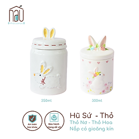 Mua Hũ sứ Thỏ béo siêu xinh  nắp có gioăng cao su kín khít để đựng đường  muối  gia vị  hạt dinh dưỡng  cafe