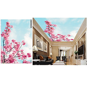 Tranh dán trần nhà 3D hoa anh đào TN47