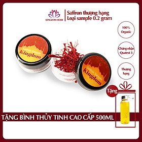 Saffron Kingdom Herb nhụy hoa nghệ tây Iran hộp 0.2 gram, hàng chính hãng super negin thượng hạng (Tặng bình nước thủy tinh)