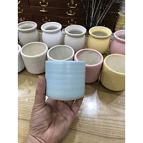 Mua  Gốm Sứ Bát Tràng  7cm*7cm  Chậu trồng cây cảnh - Sen Đá - Xương Rồng - Hoa nhỏ - Kiểu vành TRỤ TRÒN