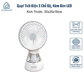 Mua Quạt Tích Điện 3 Chế Độ  Kèm Đèn LED Siêu Sáng  Pin Dùng 3-5h Tùy Tốc Độ - HÀNG CHÍNH HÃNG MINIIN