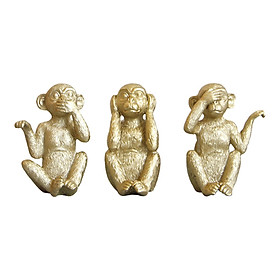 3Pcs Monkey Figurine Artwork Monkey Statue for Dining Room Anniversary Decor