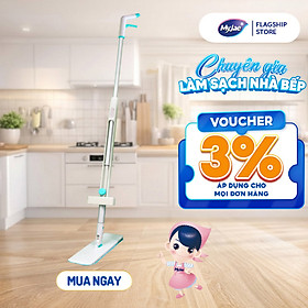 [Tặng Bông Lau] Cây Lau Nhà MyJae Sợi Microfiber Tự Vắt Phun Sương Xoay 360 Độ Thông Minh 138cm