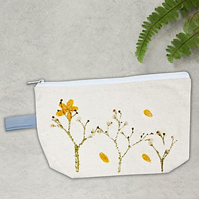 Túi Bút Vải Canvas In Hoa Lá Tươi - Saigon Zerowaste - Mẫu 6