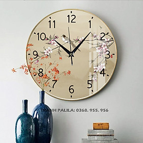 Mua Tranh Tròn Mặt Đồng Hồ In Hình Những Chú Chim Bên Hoa Mùa Xuân - Đồng Hồ Kim Trôi Chạy Êm Không Gây Ồn