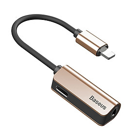 Mua Bộ chia chuyển đổi âm thanh Baseus L32 2 trong 1 Lightning ra cổng tai nghe 3.5 mm và cổng sạc cho iphone 7 8  iphone X ( Vừa sạc vừa nghe nhạc) - Hàng chính hãng