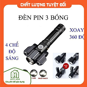 Mua Đèn Pin Led Cầm Tay 3 Bóng Siêu Sáng Xoay 360 Độ  4 Chế Độ Ánh Sáng