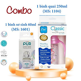 Combo Bình sữa Pur sơ sinh + bình Pur 2 quai