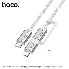 Mua Dây cáp sạc đa năng 2in1 Type C to (C+L) Hoco U134 sạc nhanh 20W/ 27W/ 60W cho Smartphone/ tablet _ Hàng chính hãng