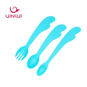 Bộ thìa dĩa ăn dặm làm từ nhựa sinh học Dừa - Set thìa dĩa 3 món UINLUI