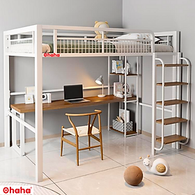 Mua  Kèm Ảnh Thực Tế - Miễn phí vận chuyển & Lắp đặt  GIƯỜNG TẦNG THÔNG MINH KHUNG SẮT CÓ BÀN HỌC OHAHA - GTS001