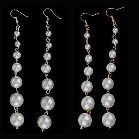 2-7pack Fashion Women Pearl Beads Dangle Drop Long Ear Studs Earrings Jewelry