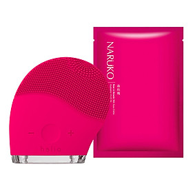 Combo Máy Rửa Mặt Và Mát Xa Da Mặt Halio - Hồng Đậm, Mặt Nạ Hoa Hồng Nhung Naruko Rose, Mặt Nạ Trà Tràm Narukotea Tree
