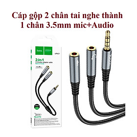 Mua Cáp gộp 2 chân tai nghe thành 1 chân 3.5mm Mic + audio cho điện thoại máy tính hoco UPA21 2in1 (25cm) _  Hàng chính hãng