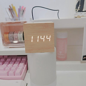 Mua Đồng hồ gỗ LED có báo nhiệt độ và độ ẩm phòng  nguồn pin và usb tiết kiệm năng lượng