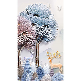 Mua Tranh dán tường 3d  ép kim sa có sẵn keo dưới tán cây SN61