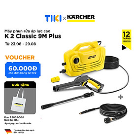 Máy xịt rửa xe 1400w karcher k2 classic 9m plus, máy rửa xe cao áp 110bar kèm dây xịt 9m và phụ kiện - karcher chính hãng