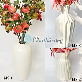 Bình hoa gốm cao men màu trắng 3 mẫu [Loại 1]- Lọ hoa decor gốm bát tràng, bình gốm cắm hoa cao cấp trang trí