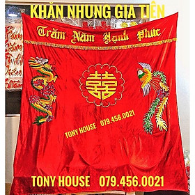 Mua Khăn nhung thêu rồng phượng trang trí bàn thờ gia tiên cao cấp - TONY HOUSE