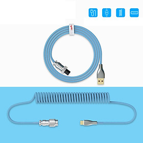 1.8M Coiled Type C USB Cable with Detachable  Connector Data Line for Gaming Keyboard Smart Phone