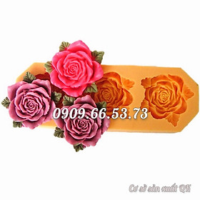 Khuôn làm rau câu silicon 3 hoa hồng kèm lá - Mã số 1103