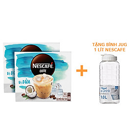 Cà phê hòa tan NESCAFÉ Latte VỊ DỪA - COMBO 2 hộp x 10 gói x 20g - TẶNG