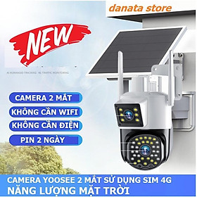 Mua (Lỗi 1 đổi 1) Camera Yoosee Năng Lượng Mặt Trời 4G 2 mắt quay đêm có màu 5.0mp - đàm thoại 2 chiều - Hàng chính hãng