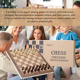 Bộ Đồ Chơi Cờ Vua Trí Tuệ 3 Trong 1 Bằng Gỗ Kiểu Dáng Sang Trọng Folding Chess Board