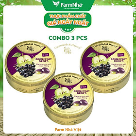 (Combo 3 hộp) Kẹo trái cây Cavendish & Harvey vị BLACKCURRANT WITH APPLE FILLING 175gr nhân siro - Vị ngon tự nhiên tuyệt vời từ Đức