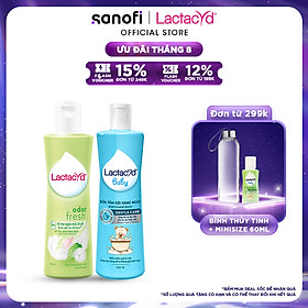 Bộ Dung Dịch Vệ Sinh Phụ nữ Lactacyd Odor Fresh Ngăn Mùi 24H 250ml + Sữa Tắm Gội Trẻ em Lactacyd Baby Gentle Care 250ml