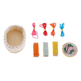 1:12 Scale Dollhouse Women Embroidery Supplies Basket Accessory DIY Assembly